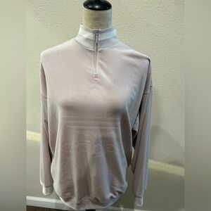 Adidas Women's pale pink velour long sleeve  Pullover Top size S